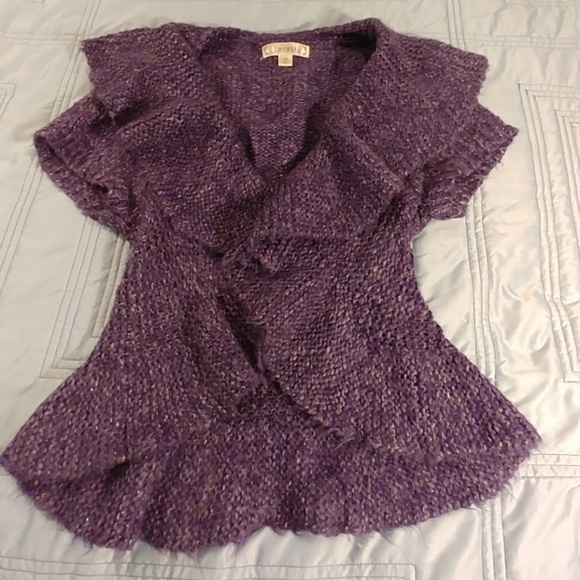 Purple and gray short sleeve sweater shrug - Picture 4 of 8